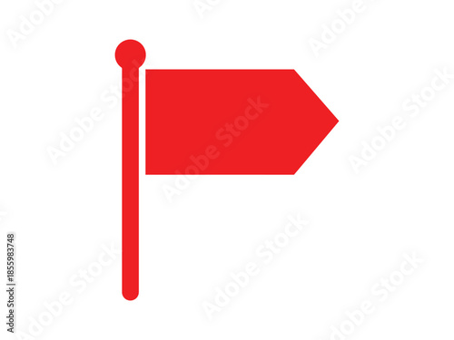 Red Warning Flag Icon in Flat Style. Clean Red Flag Symbol for Notification Design