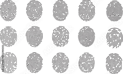 Fingerprint icon set in vector style on white background. Set fingerprint scanning icon sign – stock Fingerprint scanning icon sign.