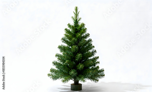 Minimalist Green Christmas Tree on White Background