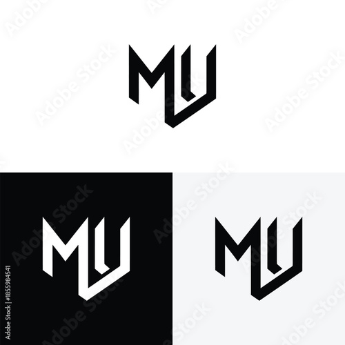 m u initial monogram vector icon illustration