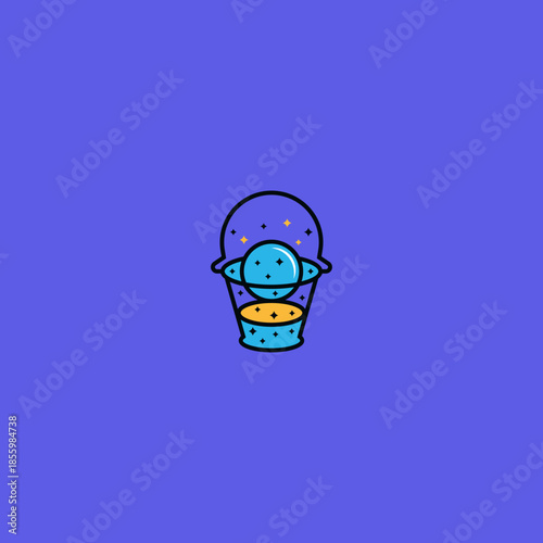Planet in a bucket logo illustration.