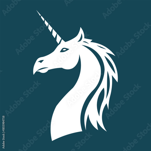 Magical unicorn head silhouette logo design vector illustration.eps