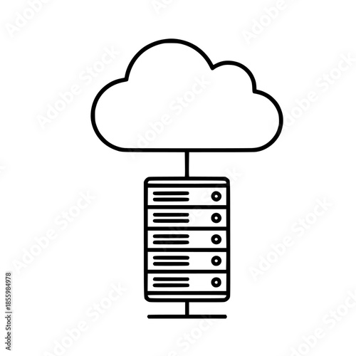 Cloud Server Connection Minimal Tech Icon Doodle Line Art Vector