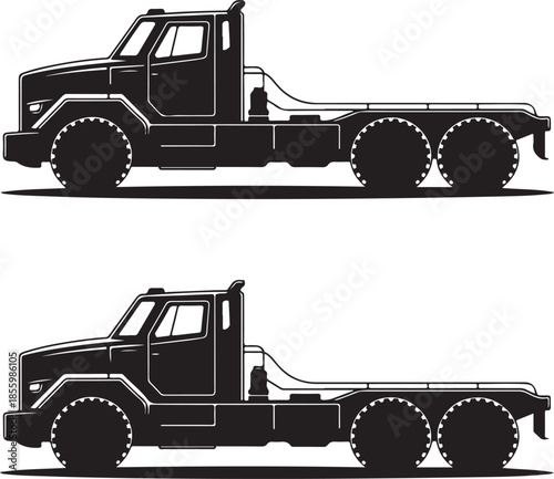 Heavyduty tow truck with flatbed isolated on transparent background