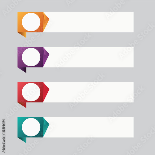 Illustration of four colorful infographic banners with circular placeholders