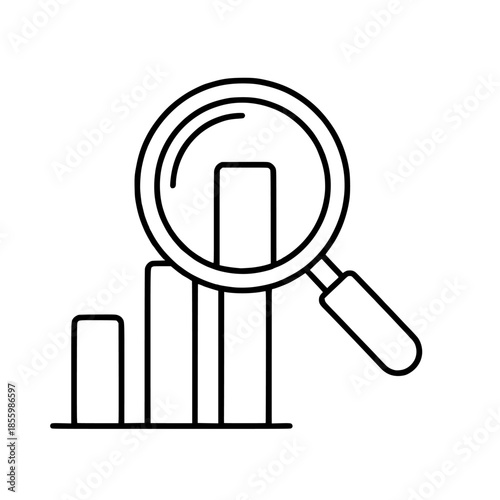 Data Analytics Search Tech Doodle Icon Minimal Line Vector