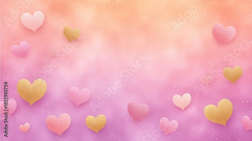 Beautiful Soft Hearts on an Elegant Gradient Background Creating a Romantic and Dreamy Atmosphere for Love-themed Designs and Celebrations