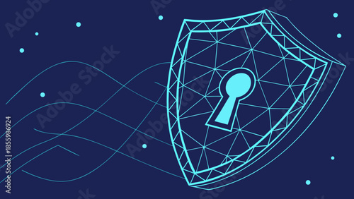 Cyber Security Data Protection Network Shield Keyhole with vector illustration