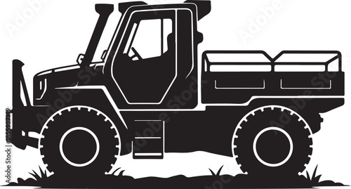 Heavyduty utility truck with large wheels isolated illustration