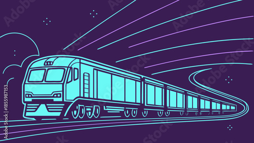 Futuristic High-Speed Train Digital Transport Travel Motion with vector illustration