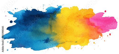 Colorful rainbow watercolor illustration with bright ink splashes. creative watercolor art background with colorful brush strokes ink splatter texture.