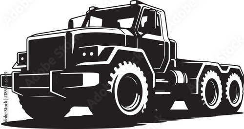 Heavyduty truck with large wheels and powerful design