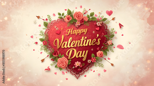  Valentines Day background with hearts. The concept of Valentines Day, 14th February 