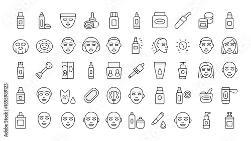 Cosmetic bottles masks facial tools and skincare containers beauty cosmetics