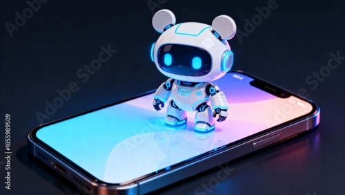 Wallpaper Mural Robot figurine on smartphone screen Torontodigital.ca