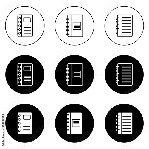 Notebook Icon Set – Notes, Journal, School Notebook, Office Writing, Education and Productivity Icons