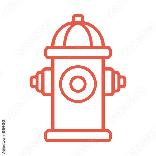Simple red fire hydrant line drawing a common safety equipment illustration