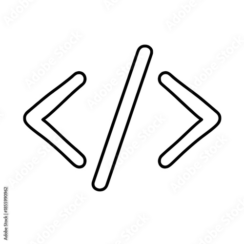 Code Programming Brackets Minimal Tech Icon Doodle Line Art Vector
