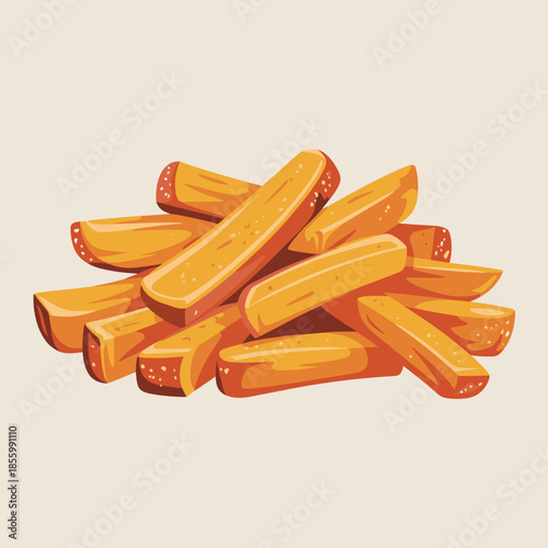 Roasted sweet potato fries vector illustration – Great for healthy eating blogs, restaurant menus, or snack food branding.