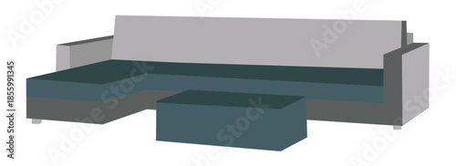 Modern Flat Design Sectional Sofa with Coffee Table