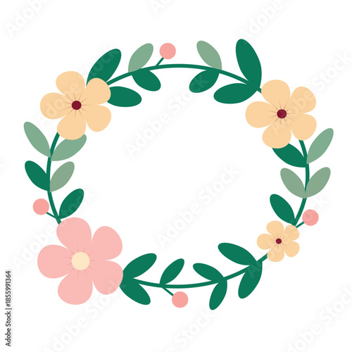 Floral spring frame in a minimalist style on a white background