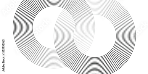 White geometric abstract background overlapping layers on bright space with line effect decoration. Circle style concept modern graphic design element for banner, flyer, card.