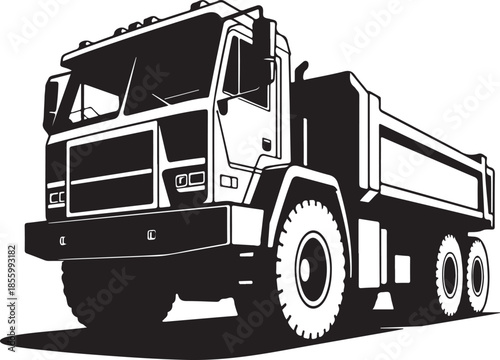 Large heavyduty dump truck isolated on transparent background