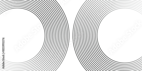 White geometric abstract background overlapping layers on bright space with line effect decoration. Circle style concept modern graphic design element for banner, flyer, card.