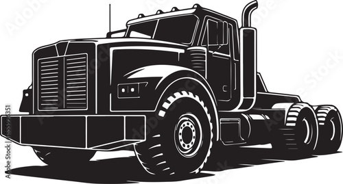Heavyduty semitruck illustration with detailed design elements