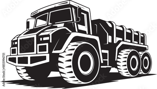 Heavyduty sixwheel industrial truck isolated illustration