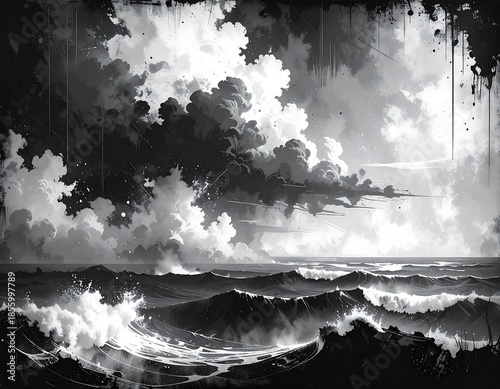 Stormy Seascape Painting.