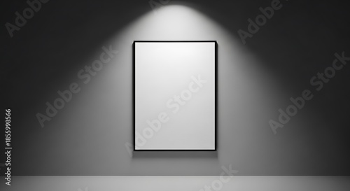 Spotlit Empty Frame - Minimalist Art Display in a Gallery.