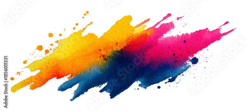 Colorful rainbow watercolor illustration with bright ink splashes. creative watercolor art background with colorful brush strokes ink splatter texture.