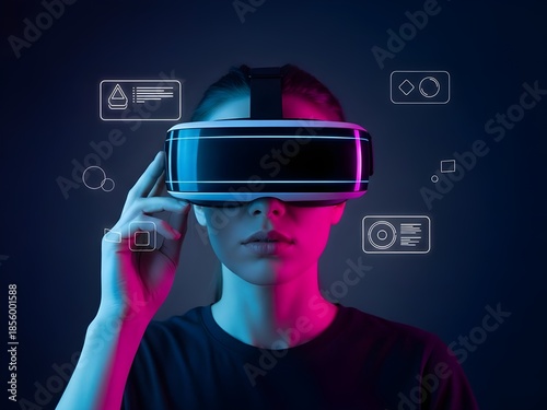 Wallpaper Mural Virtual Reality Experience, User Interaction, Modern Studio, Digital Art, Futuristic Environment, Close-Up View, Technology Innovation Torontodigital.ca