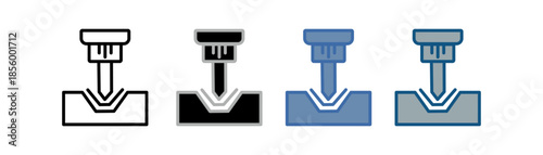 
Metal forming icon set multiple style collection with metal forming machine designs