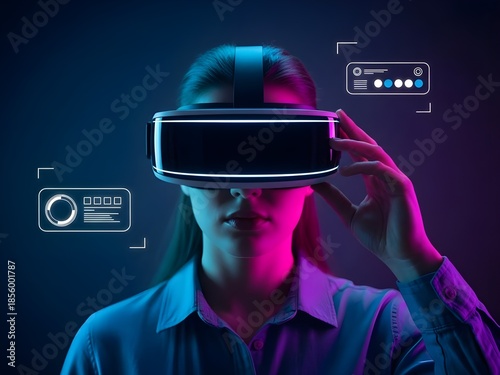 Wallpaper Mural Virtual Reality Experience, User Interaction, Futuristic Setup, Digital Content, Abstract Background, Close-Up Perspective, Tech Innovation Torontodigital.ca