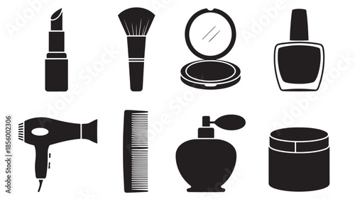 Collection of beauty and grooming icons presented in a grid layout
