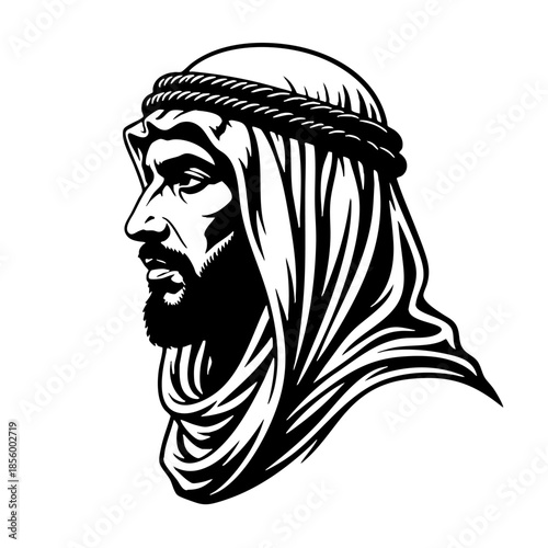 Vector Illustration of Arabian Man in Traditional Headdress
