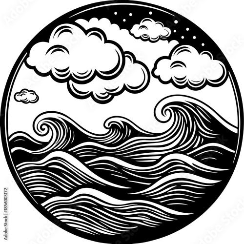 Calm sea wave background inspired by Japanese aesthetics