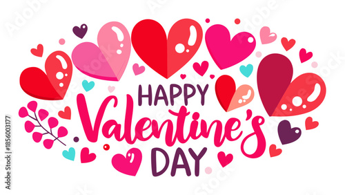 Happy valentine's day with hearts Vector