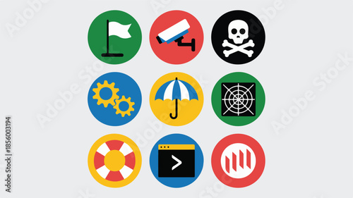Security and technology icons flat design surveillance vector