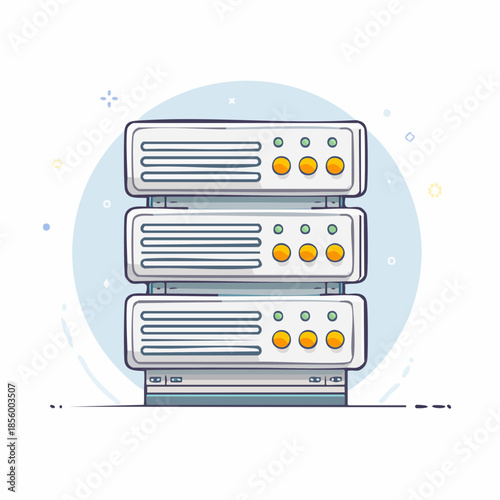 illustration of server racks in a data center showcasing network hardware and digital infrastructure