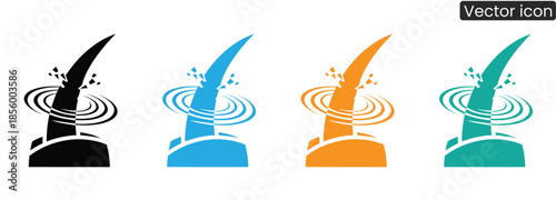 Set of colorful vector icons depicting sharp blades in motion with dynamic splash effects, ideal for design projects needing modern graphics