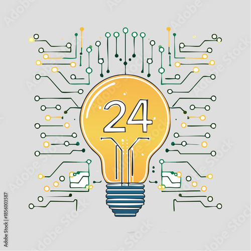 innovative digital technology concept illustration featuring a lightbulb and circuit connections
