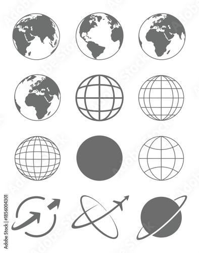 earth, global image, icon for travel agencies, geographical maps, world exploration, navigation systems, tourism branding, and orbital satellite views isolated on a clean white background.