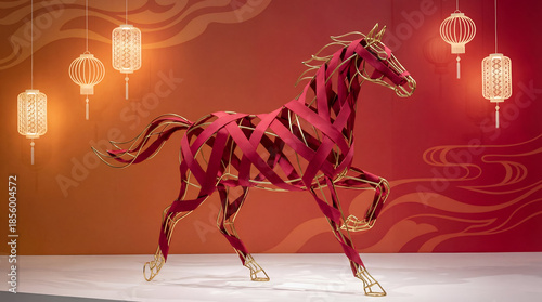 Stylized Red Horse Decoration