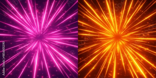 A vibrant celebration of colorful fireworks explosions illuminates the dark night sky with a bright holiday glow of sparkling light and festive energy in this vector background design