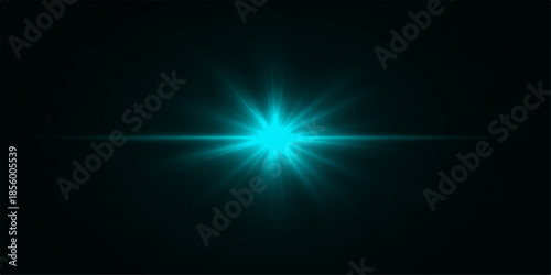 A vibrant abstract blue background featuring glowing rays and dark night space elements with a digital motion flare design and bright aurora energy light effects