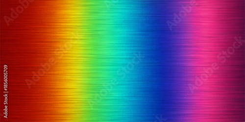 An abstract rainbow background features a bright spectrum of colorful waves and digital gradient lines in a motion blur design that creates a textured light pattern for an artistic wallpaper backdrop