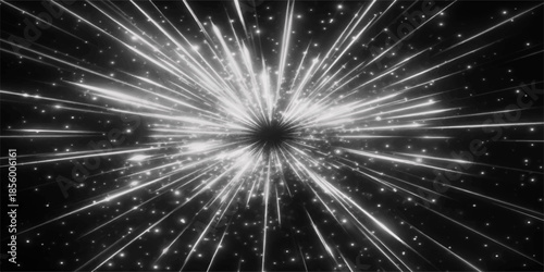 An abstract vector illustration of a bright blue star burst glowing with energy against a dark night sky background to create a cosmic galaxy wallpaper design